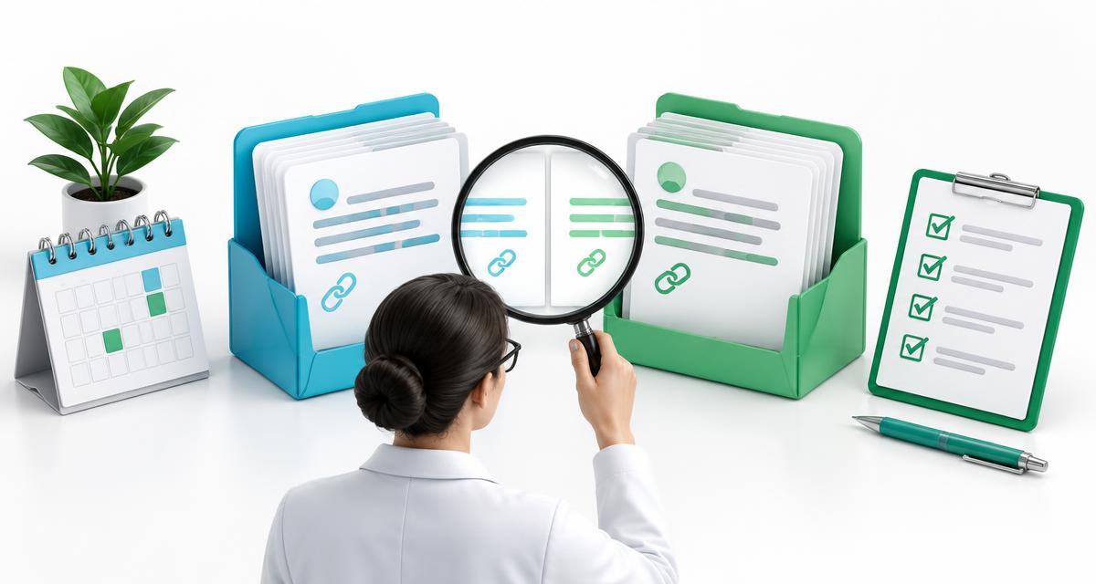 23SEOGEO evidence workflow illustration: an analyst compares equivalent folders of sampled AI answers and linked sources