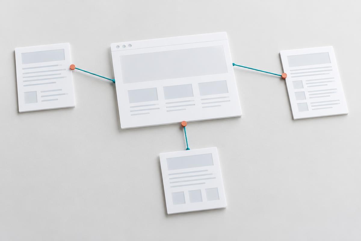 A product page connected to related supporting pages as an editorial website map（23SEOGEO）
